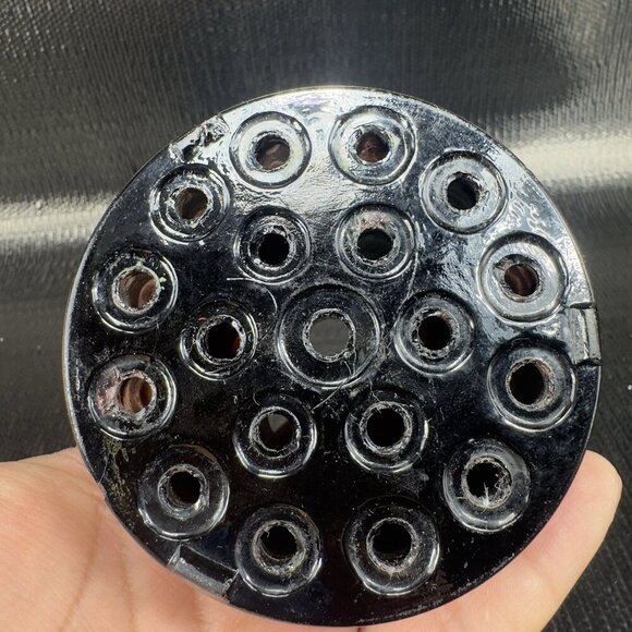 Vintage 19 Hole Flower Frog Black Glass Vintage Glassware Decorative 1980s Decor - Picture 10 of 11